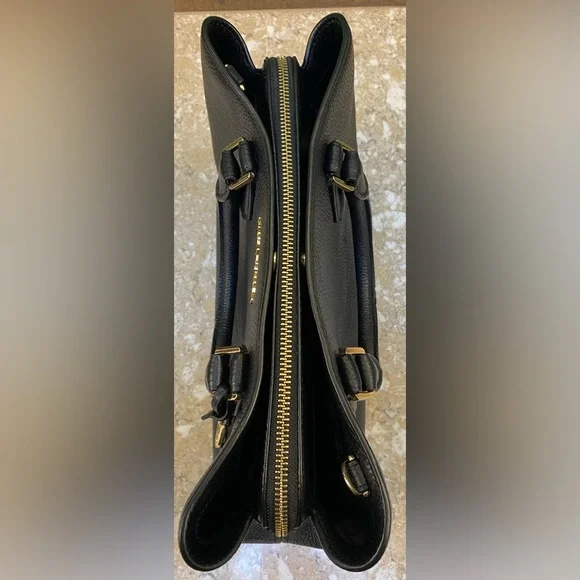 Michael Kors Camille Large Leather Satchel in Black Pebble with Gold Immaculate! - Picture 6 of 15